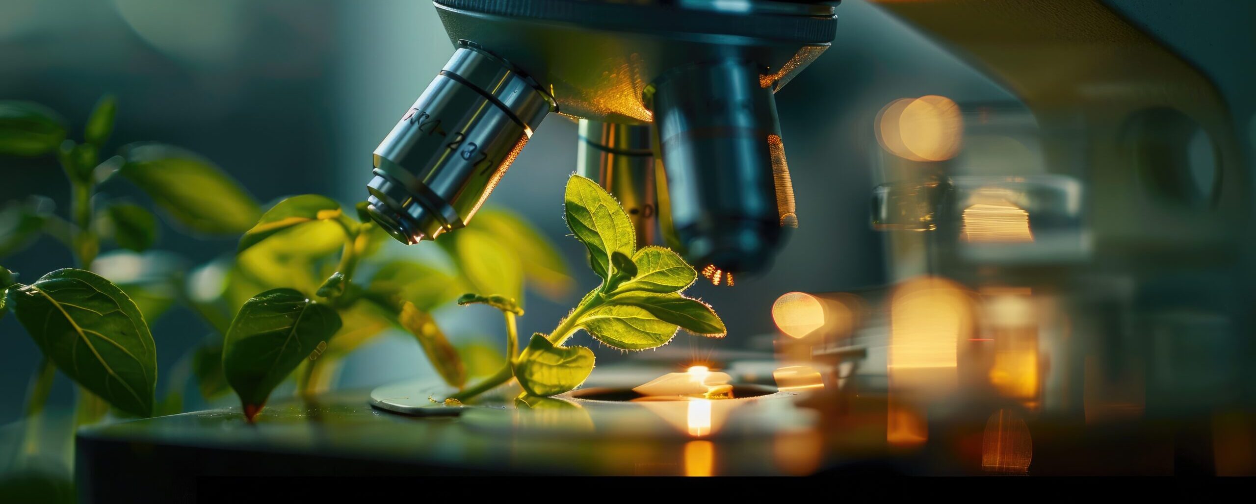 Microscope Focus on a Plant Leaf